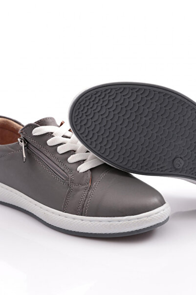 DGN Kadın Bağcıklı Yanı Fermuar Detaylı Comfort Ayakkabı Gri 312523246