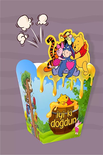 neşeli günlerim Cutie de popcorn tematică Winnie The Pooh (porumb) cu 8 bucăți