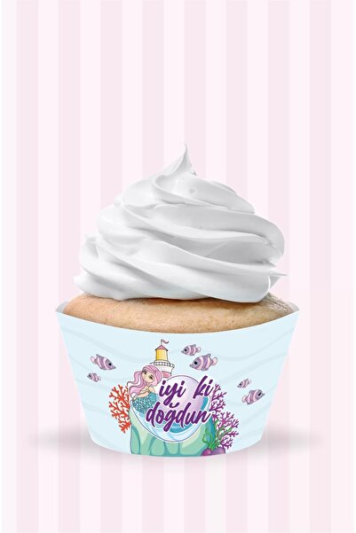 neşeli günlerim Mermaid Concept Cupcake Wrap Συσκευασία 8 τεμαχίων