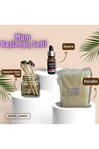 Candle Making Set 1 kg. Paraffin wax + Fruit Fragrance Essence + Ready-made Clasp Roving Set