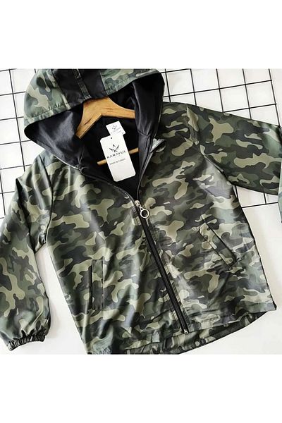 BERFONZO KIDS Boy's Camouflage Trench Coat Raincoat