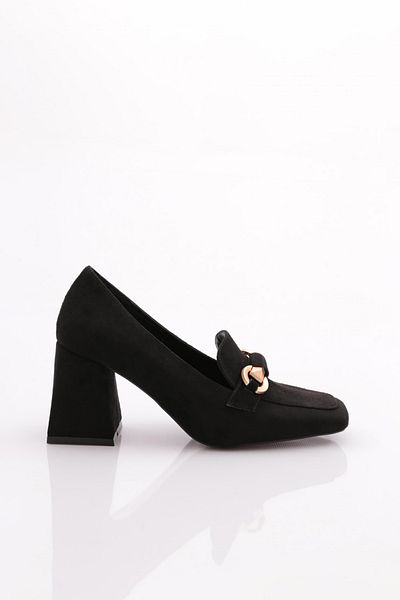 DGN Black Suede Women's Heeled Shoes - Buckle, Model No: 15122859