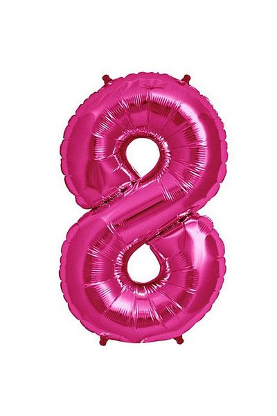 ZERO LAND - 16 Inch 8 Number Foil Balloon Pink 40 cm Lzwdr