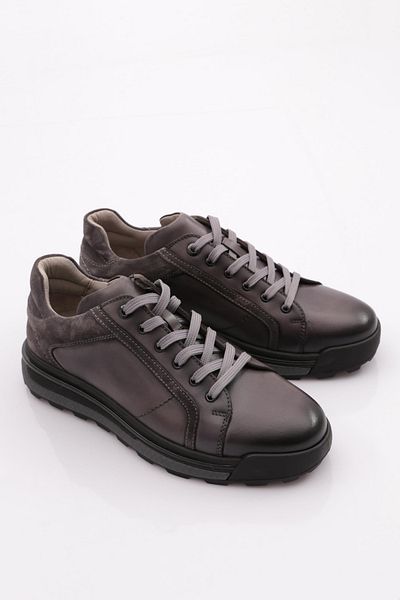 DGN Ανδρικά παπούτσια Sneaker Γνήσιο Δερμάτινο Γκρι 67663617