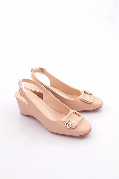 DGN Beige Women's Heeled Shoes - Back Tie 354223539