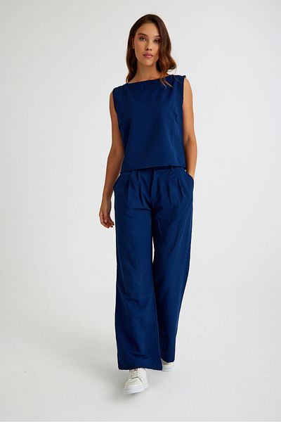 1tarz Linen Casual Comfortable Sleeveless Lower Top Women's Set