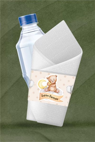 neşeli günlerim Teddy Bear Themed Napkin Wraps 16 Pack