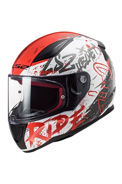 LS2 RAPID NAUGHTY MAT BEYAZ-KIRMIZI KASK