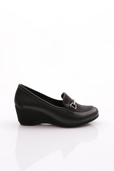 DGN Pantofi de damă confortabili cu imprimeu negru - piele cu accesorii metalice