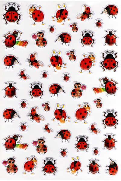 Limmy Sticker Kabartmalı A4 Boyutunda Stiker Defter, Planlayıcı Etiket-(lim544) - Uğur Böceği Ladybug