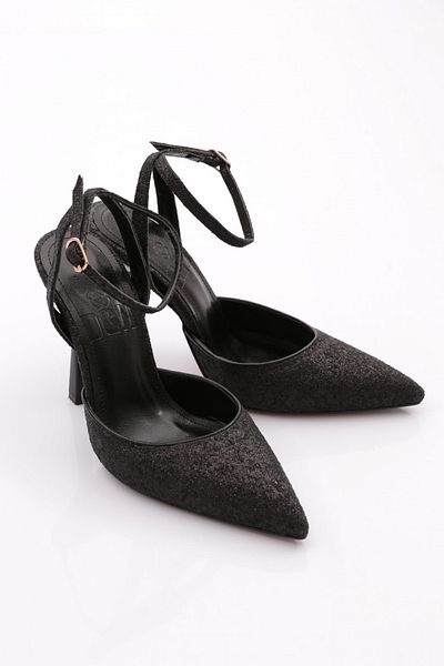 DGN Pantofi de seara cu bretele la glezna de dama Lurex negru 719121085