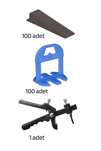 sofdekor Seramik Seviye Tespit Derz Artı Uygulama Seti(100 SEVİYE ARTISI 2.5MM, 100 S.TAKOZ, 1 P.PENSE)