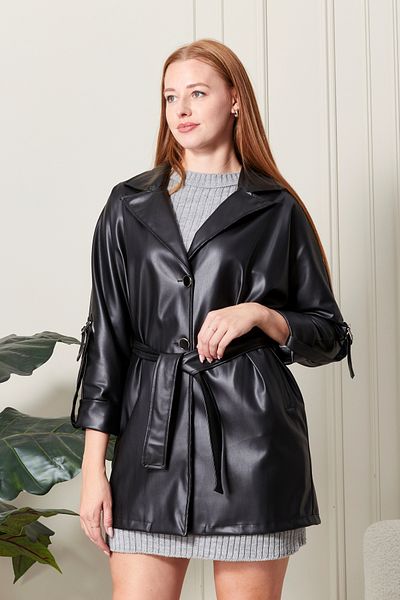 Fashionbox Premium Quality Leather Trench Coat