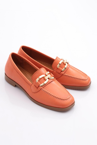 DGN Women's Orange Sewing and Flower Embellishment Ballerinas 1732110