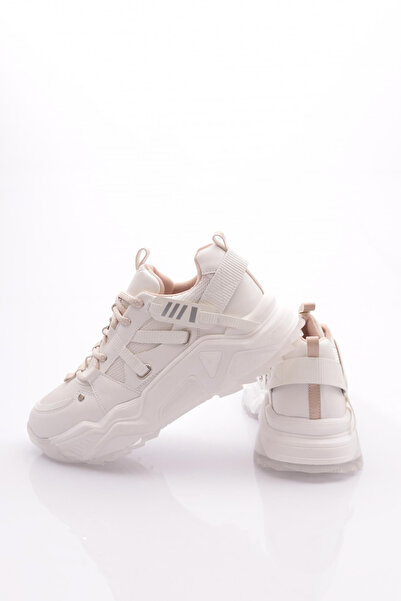 DGN Kadın Bağcıklı Sneaker Ayakkabı Beyaz Nude 762713138
