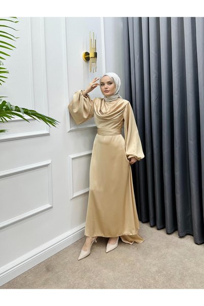 bezenstore DEGAJELİ VOLVO ELBİSE BEJ