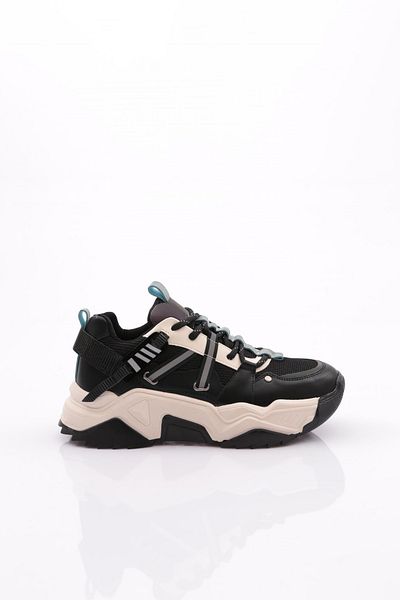 DGN Women's Lace-Up Sneakers Black Green 762713138