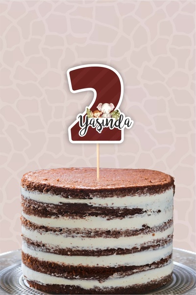 neşeli günlerim Safari Pastel 2 ετών (δύο) Στολίδι Τούρτας *χοντρό χαρτί