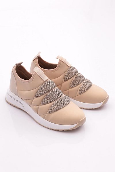 DGN Pantofi de damă cu talpă groasă cu model Argyle, bej, alb 33335105