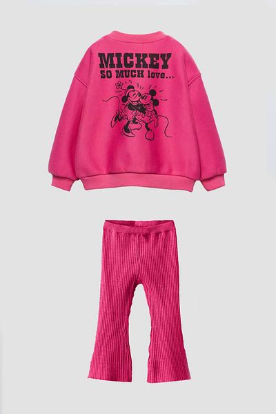 Monila New Season Girls' 3 Thread Printed Flared Leg Leggings Bottom Top Set