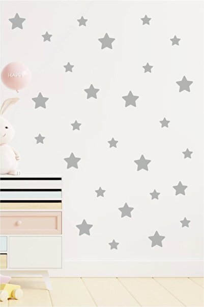 neşeli günlerim Gray Stars Wall Sticker 100 Pieces