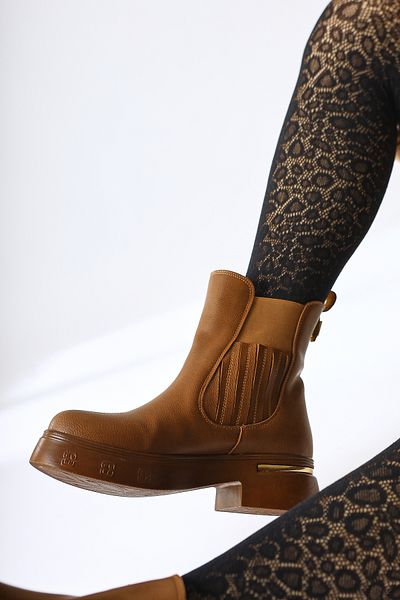 Limoya Γυναικείες μπότες Pava Brown Heel Detailed Pull-on, Γυναικεία μποτάκια
