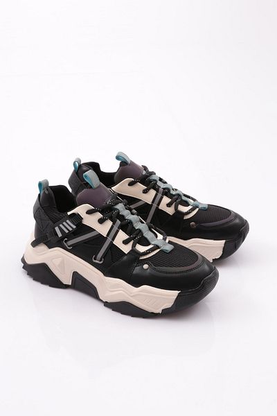DGN Women's Lace-Up Sneakers Black Green 762713138