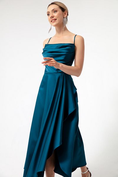 Lafaba Rochie de seară și rochie de absolvire de damă, cu volan, din satin
