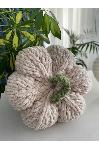 ÖRGÜCÜ DESİGN Puffy Pumpkin Pillow Beige 35X15 (Color Can Change)