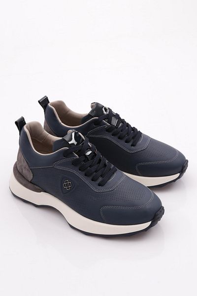 DGN Pantofi sport pentru bărbați din piele naturală bleumarin 68133617