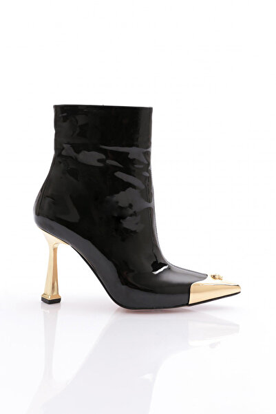 DGN Kadın Topuklu Bot Siyah Rugan 4871535