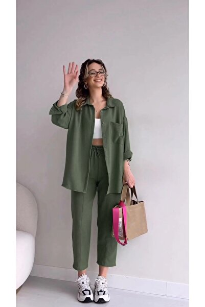 Mothermood Keten Günlük İkili Takım Elbise Pantolon Gömlek