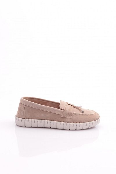 DGN Pantofi Confort pentru damă cu model frânghie din piele intoarsa bej 264102623