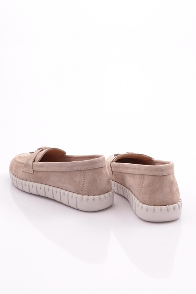 DGN Women's Rope Patterned Comfort Shoes Beige Suede 264102623