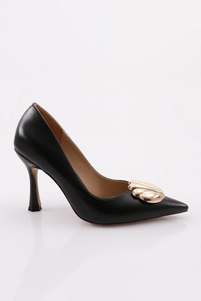 DGN Black Metallic Women's Heeled Shoes - 1016103236
