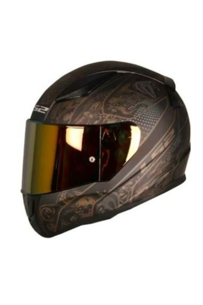 LS2 Rapıd Crypt Mat Siyah-gold Kask (IRIDIUM SARI BEYAZ CAM)