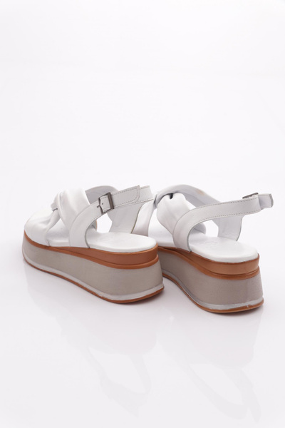 DGN Sandale albe de damă din piele naturală - 91135108