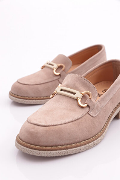DGN Kadın Loafer Ayakkabı Bej Süet 3572678