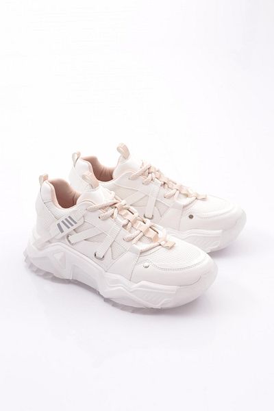 DGN Tenis de damă White Nude - cu șireturi, 762713138