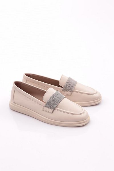 DGN Γυναικεία ριγέ Loafer Παπούτσια Ecru Napa Model 1092293