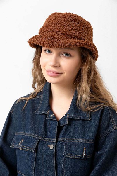 REMSA Rkş-10 Model Brown Women's Plush Bucket Hat