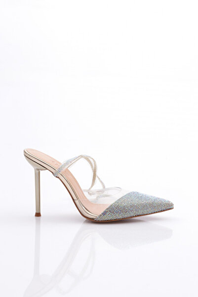DGN 0987 Women's Stone Embroidered Heeled Slippers