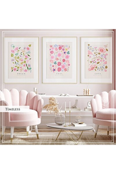 Tablomtr Metal Çerçeveli Gerçek Camlı Tablo Timeless 3 Lü Set