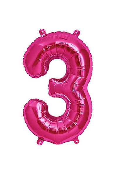 ZERO LAND - 16 Inch 3 Number Foil Balloon Pink 40 cm Alsat