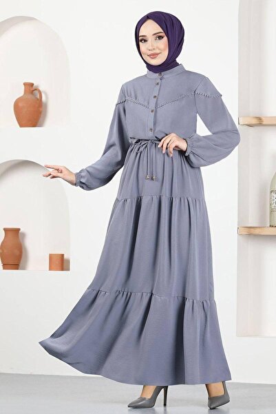 SHİROSA Γυναικείο φόρεμα Hijab με μισό κουμπί από ύφασμα Aerobin