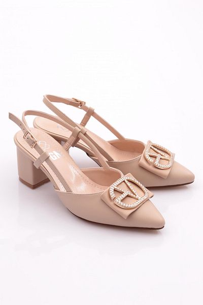 DGN Pantofi cu toc de damă bej - laturi deschise 2174102621