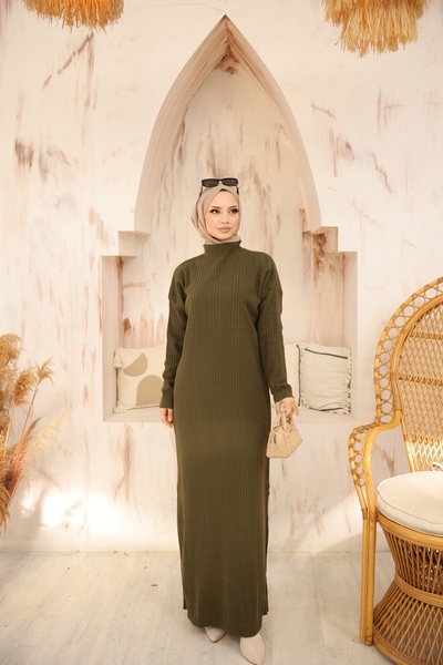 Kirazgym Φόρεμα Hijab με λεπτομέρεια μακρύ πλεκτό