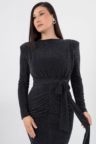 PULLIMM Rochie cu mânecă lungă cu gât și curea NY4437