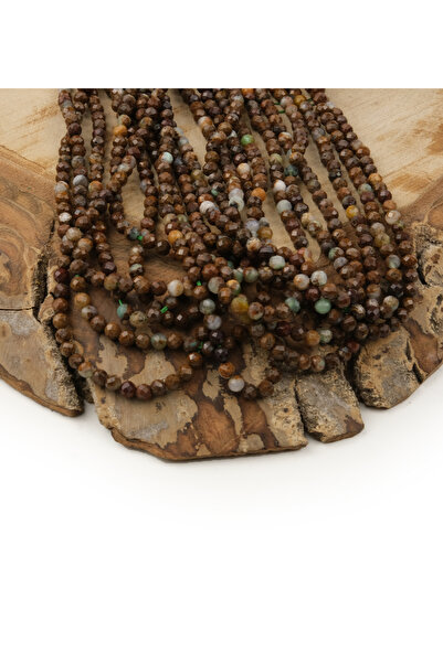 Prestij Boncuk 3 mm fasetirani niz perli od prirodnog kamena hrisopraza