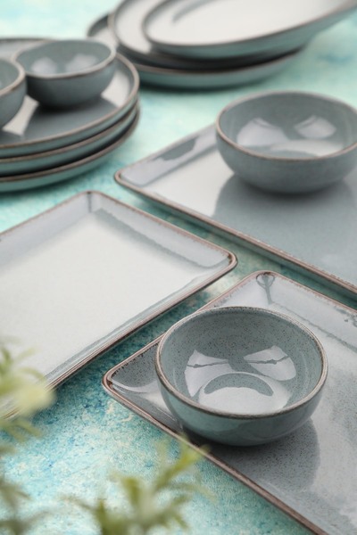 Kütahya Porselen Moderna 14 Parça 6 Kişilik Kahvaltı Takımı Mavi